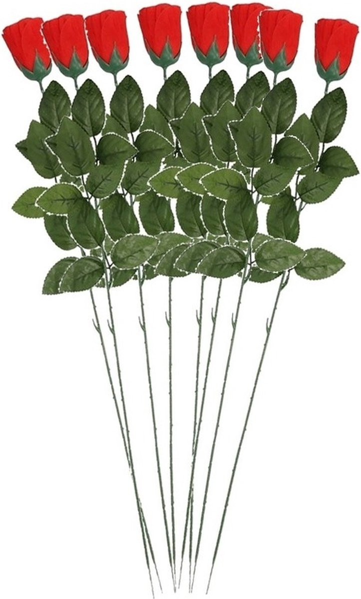 Set van 8 rode kunstrozen van 60 cm voor boeketten