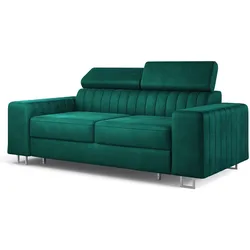 BETTSOFA SOLAN Grün Velours-Stoff mit Schlaffunktion