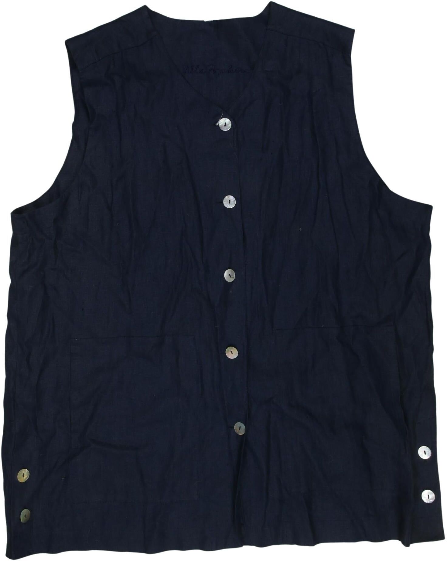 Ulla Popken Damen Weste, Marineblau, Gr. 5Xl, Leinen - Second Hand