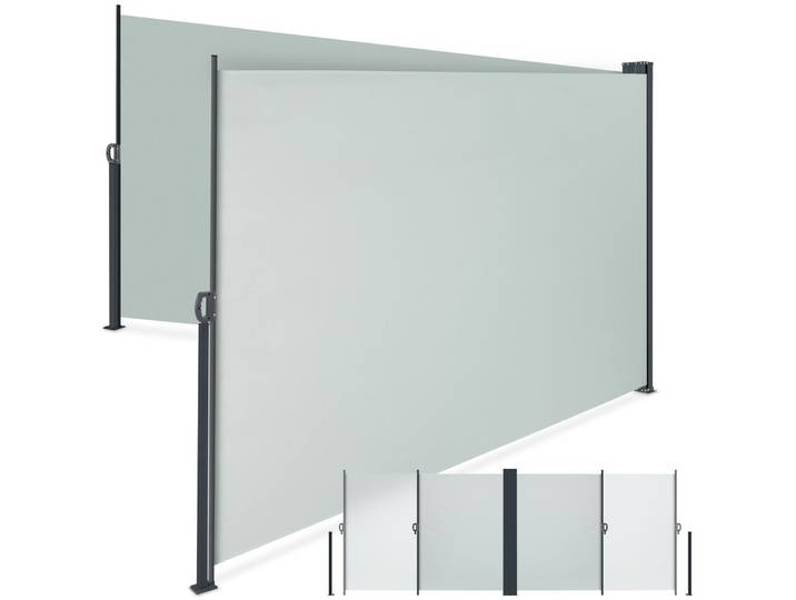 Store latéral double extensible avec mécanisme d'enroulement - gris