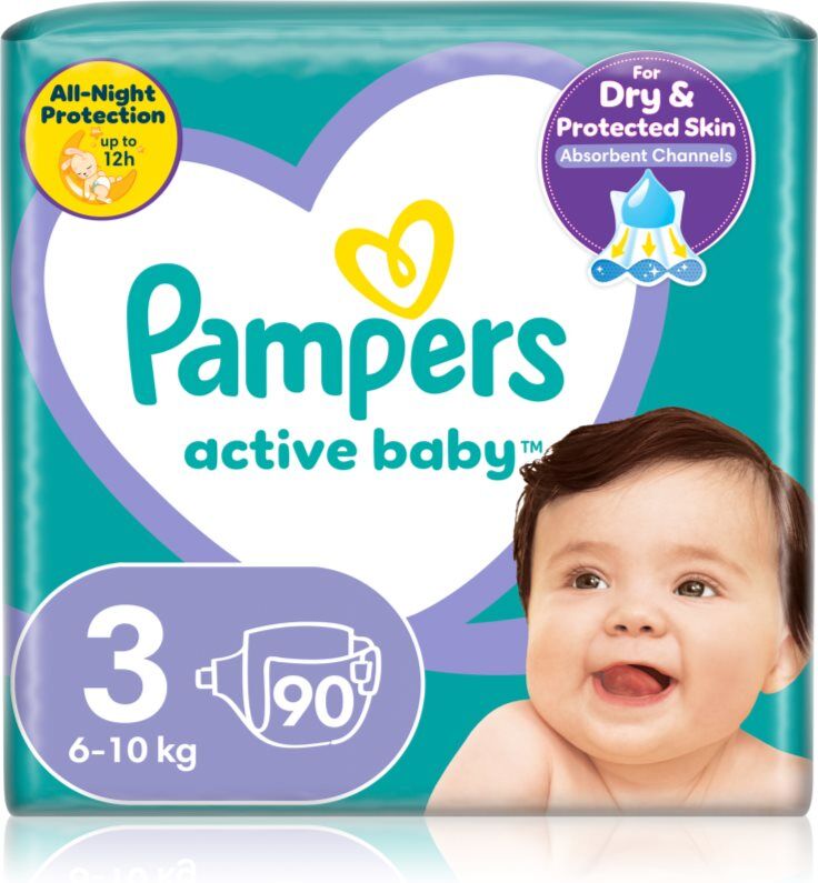 Pampers Active Baby Size 3 couches jetables 6-10 kg 90 pcs