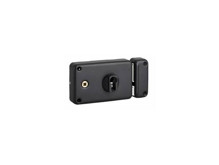 THIRARD Serrure Horizontale en Applique Double Entrée\, Droite\, Axe 55 mm 140x88 mm\, Noir\, Boîtier Seul\, Cylindre Non Fourni\, À Fouillot\, Acier\, Garantie 10 Ans\, Fabriqué en France