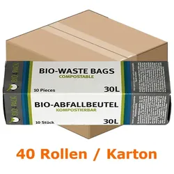 Bio Müllbeutel Bio4Pack, kompostierbar 30 L Karton 40 x 10 Stück Karton, Stärke: ca. 15 my, 500x570 mm