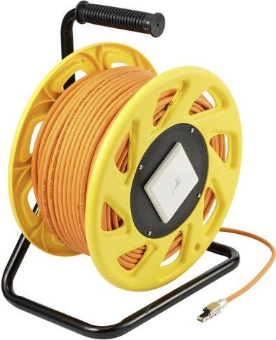 Renkforce RJ45 netwerkkabelhaspel CAT 6a, S/FTP, 90 meter, oranje, halogenvrij