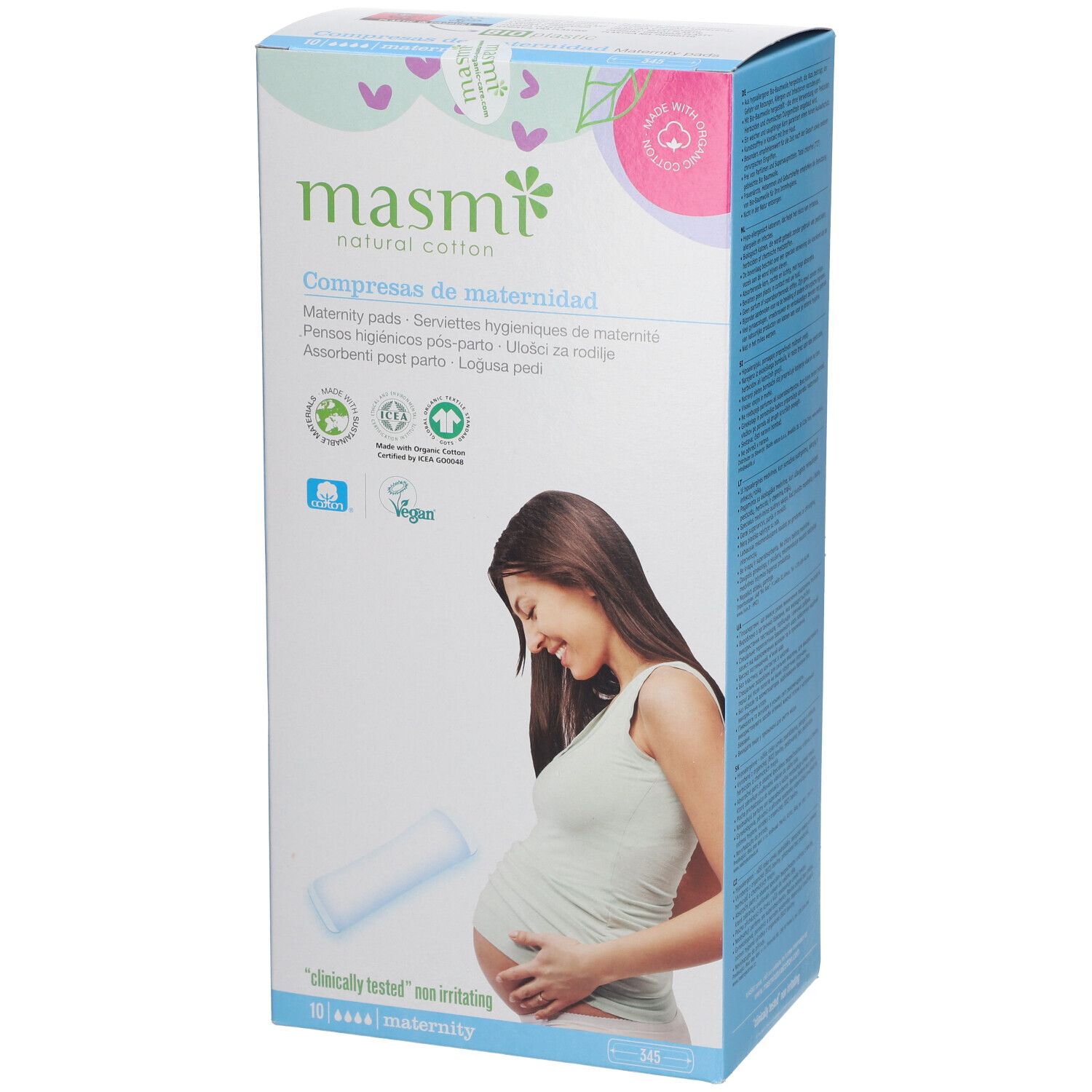 BIO Wochenbetteinlagen 100% Bio-Baumwolle Masmi 10 St Einreibung