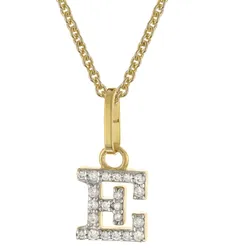 trendor 28266-E Damen-Kette mit Buchstabe E Anhänger 925 Silber Vergoldet, 38 cm