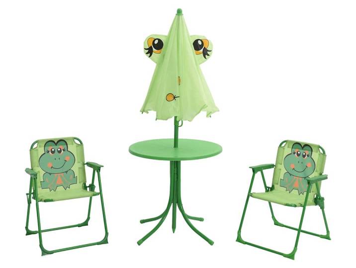 vidaXL 3-tlg. Garten-Bistro-Set für Kinder mit Sonnenschirm Grün