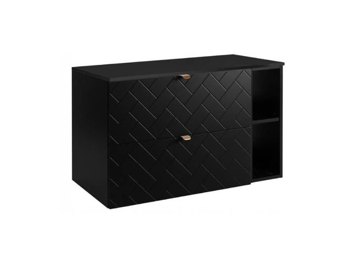 Meuble sous Lavabo 100 cm TREND - avec plan de travail et étagère - Noir - 100 x 46 x 60 7 cm
