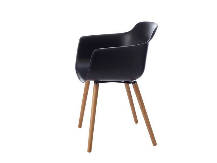 Armlehn-Stuhl Alba schwarz Sitz schwarz/Beine Buche natur 57x81x52 cm