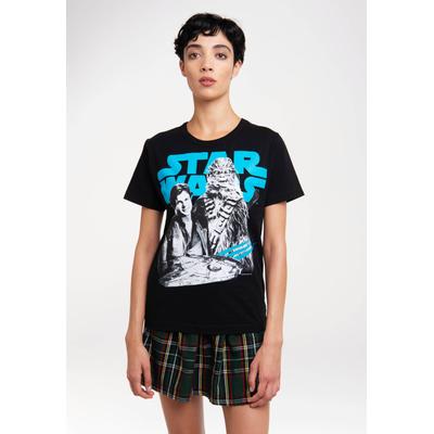 T-Shirt LOGOSHIRT "Star Wars: Solo - Han Solo & Chewbacca", Damen, Gr. M, schwarz, 100% Baumwolle, bedruckt, normal, Rundhals, Shirts T-Shirt, mit coolem Print