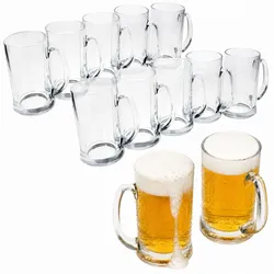 12x Viva Bierkrug 0,5L mit Henkel Bierhumpen 500ml Seidel Glas Pils Humpen Beer