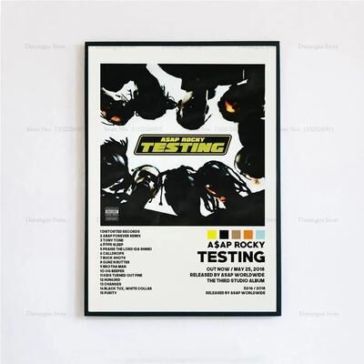 Uplift Essentials ASAP Rocky Testing Album Poster Iconic Rap Music Wall Art & Tracklist Canvas Print For Home Decor style 11 19.7 X 27.6 In