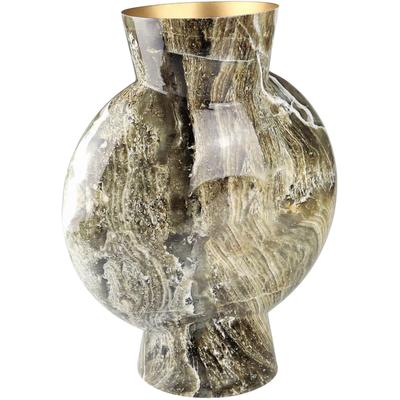 Tischvase AM DESIGN "Marmoroptik", braun, B:16cm H:40cm T:31,5cm, Metall, Vasen, Dekovase aus Metall, Höhe ca. 40 cm