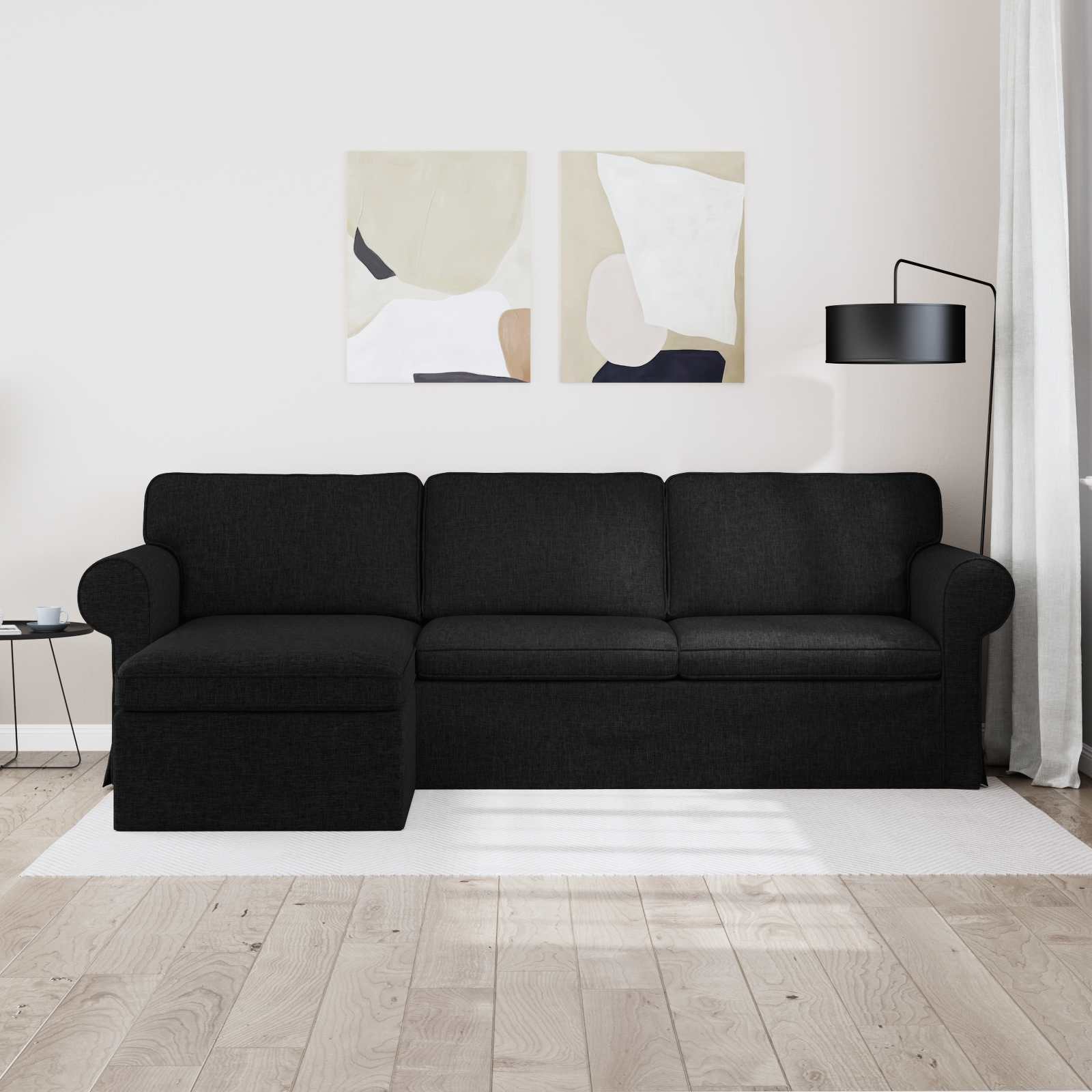 vidaXL Canapé Noir 245 x 138 x 80 cm tissu