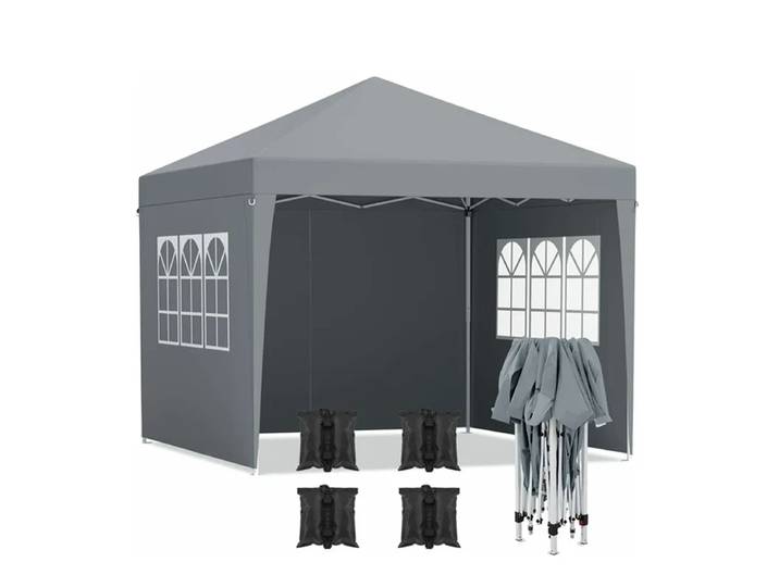 Pavillon extérieur 3x3m, tente de camping pique-nique, gazébo de jardin, tente de fête avec 4 panneaux latéraux, pare-soleil, structure robuste, tentes pour événements