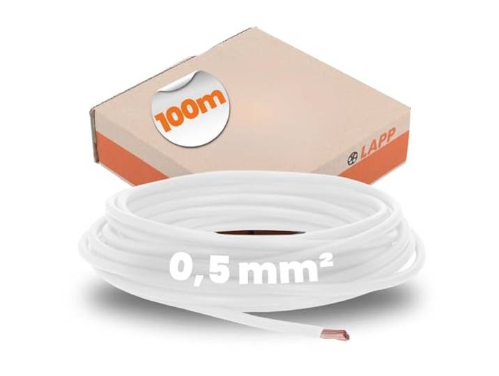 Lapp 100m H05V-K 0,5 mm² Wit - Flexibele PVC Aderleiding Bedradingskabel