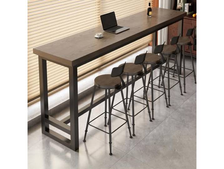 Massivholz Bartisch Rechteckig, Industrial, Stehtisch Küchenarbeitsstation Eingangstische und Beistelltische mit Metallgestell eignen sich für Cafés, Wohnzimmer, Esszimmer und Bars.(D,160*30CM)