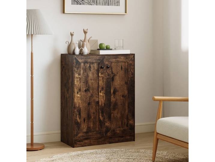 GIANTEX Buffet de Cuisine Style Industriel- Étagères Réglables- Armoire de Rangement à 2 Portes- Salon Chambre- 60x30x80cm- Brun