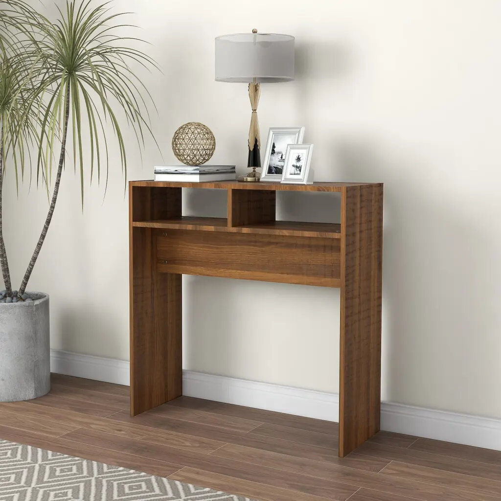 17 Stories Goar Console Table Engineered Wood Accent Couch End Side Table Oak 78 cm