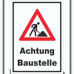 HB-Druck Achtung Baustelle Aufkleber Arbeitsstelle A2 (420x594mm)