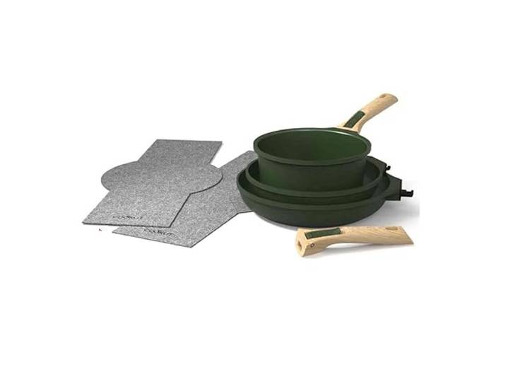 COOKUT - Das unglaubliche Pfannen-Set mit abnehmbarem Griff – Farn (7 Teile, 1 Set)