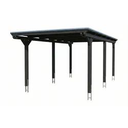 Skan Holz Emsland - Flachdach Carport aus Leimholz Breite 340 cm 340 x 604 cm (Gr.1) Stahl-Dachplatten (Trapezblech) mit Antikondensvlies, anthrazit