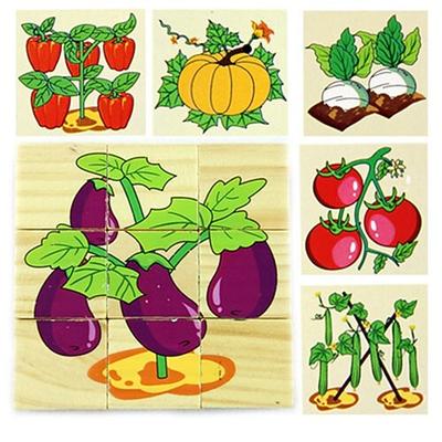 Holz 3D Puzzle Puzzle für Kinder Geburtstagsgeschenke Kindergarten-Puzzle Spielzeug Holz 3D Bauklötze Sechsseitige Malerei Weihnachtsgeschenk