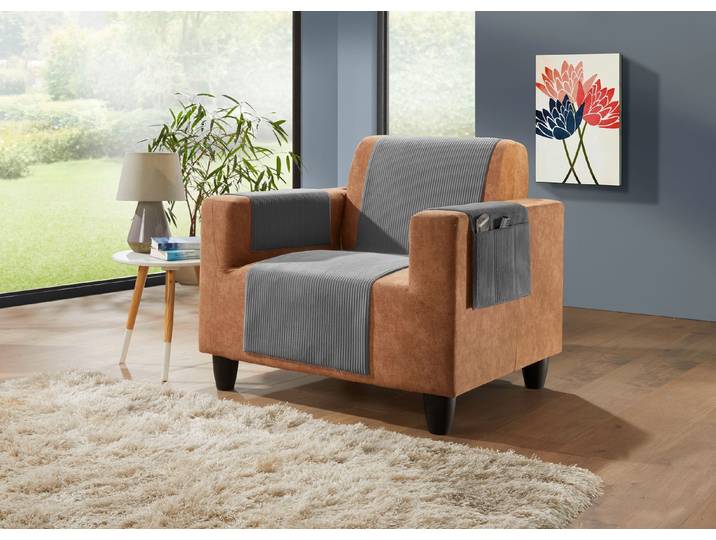 Wohnaccessoires mit Anti-Rutsch-Beschichtung, Grau, Größe 101 (Sesselschoner, 50x140 cm)