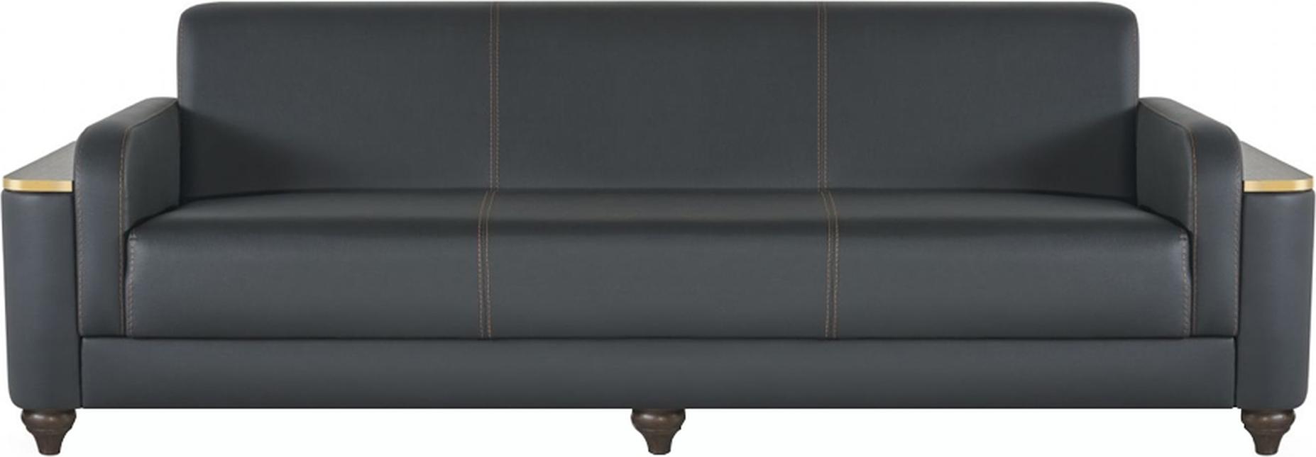 Sofa 3-Sitzer Arbeitszimmer Modern Design Stil Schwarz Einfarbig Farbe