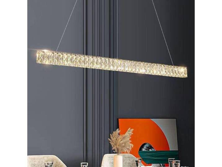 Moderne Simple moderne lustre de luxe décoration intérieure hôtel Bar cuisine salon cristal lampes suspendues bande lumière LED