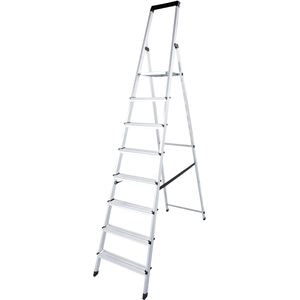 Euroline Stehleiter Nr. 618, 6180008, mit Plattform, aus Aluminium, bis 150kg, mit 8 Stufen