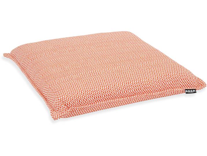 Sitzauflage H.O.C.K. Brian , orange (orange,weiß), B:40cm H:6cm, Obermaterial: 100% Polypropylen, Polsterauflagen, Sitzauflage, Outdoor Sitzkissen, 40x40x6cm, Stuhlkissen, schwarz, kleingemustert