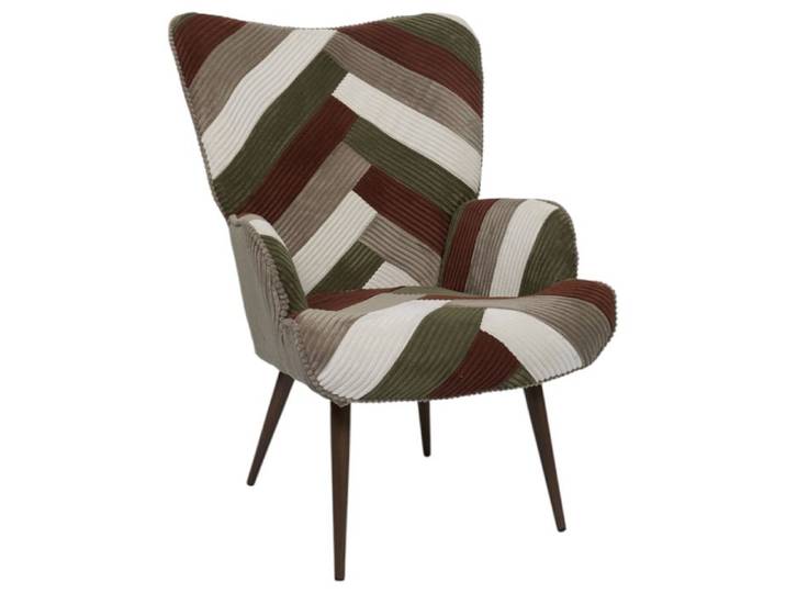 Fauteuil - Home Deco Factory - Scott - Patchwork - Côtelé - Multicolore