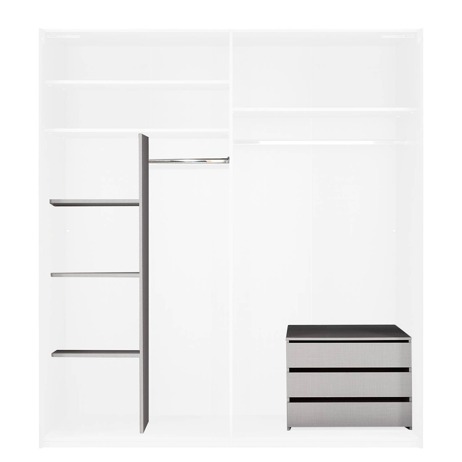 home24 Set accessoires voor kledingkasten 210cm grijs comfort