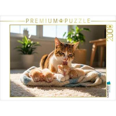 CALVENDO Puzzle Katzenmutter und Kitten | 2000 Teile Lege-Größe 90x67cm Foto-Puzzle für glückliche Stunden