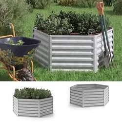 OK-Living Hochbeet Kräuterbeet Gemüsebeet 129x60x129 cm sechseckig Stahl verzinkt