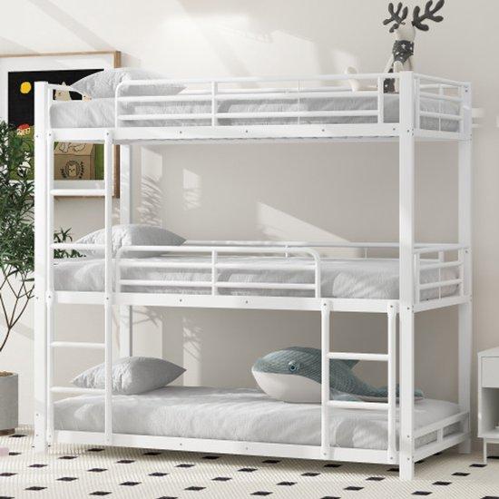 Doppelbett Metall, Kinder- und Jugendstapelbett, weiß, 90x200cm