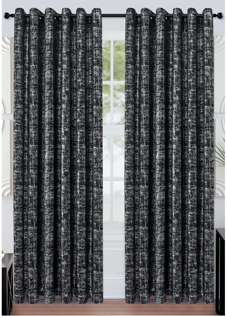 Latitude Run Chehabi Blackout Curtain Black Width 168 x Drop 137 cm