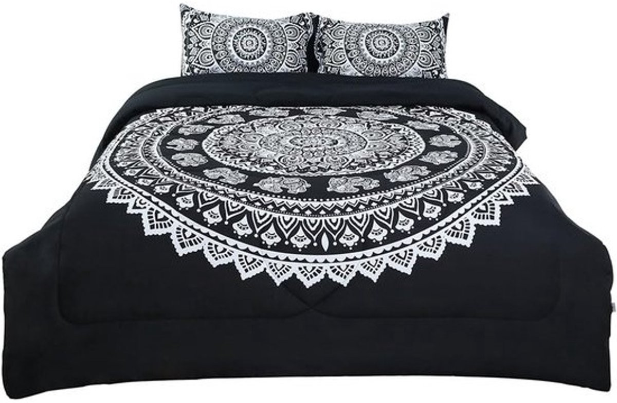 Bohemian Zwart Beddengoed Set 3-delig met 3D-bedrukking voor volwassenen