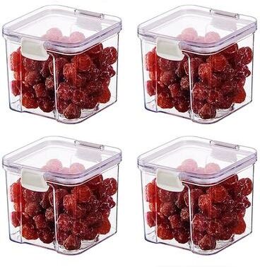 Inspire Select 44 Oz Airtight Grain Storage Container Large Capacity PET Food Storage Jar For Cereal, Rice & Pantry Organization 4 Pcs 44 Oz