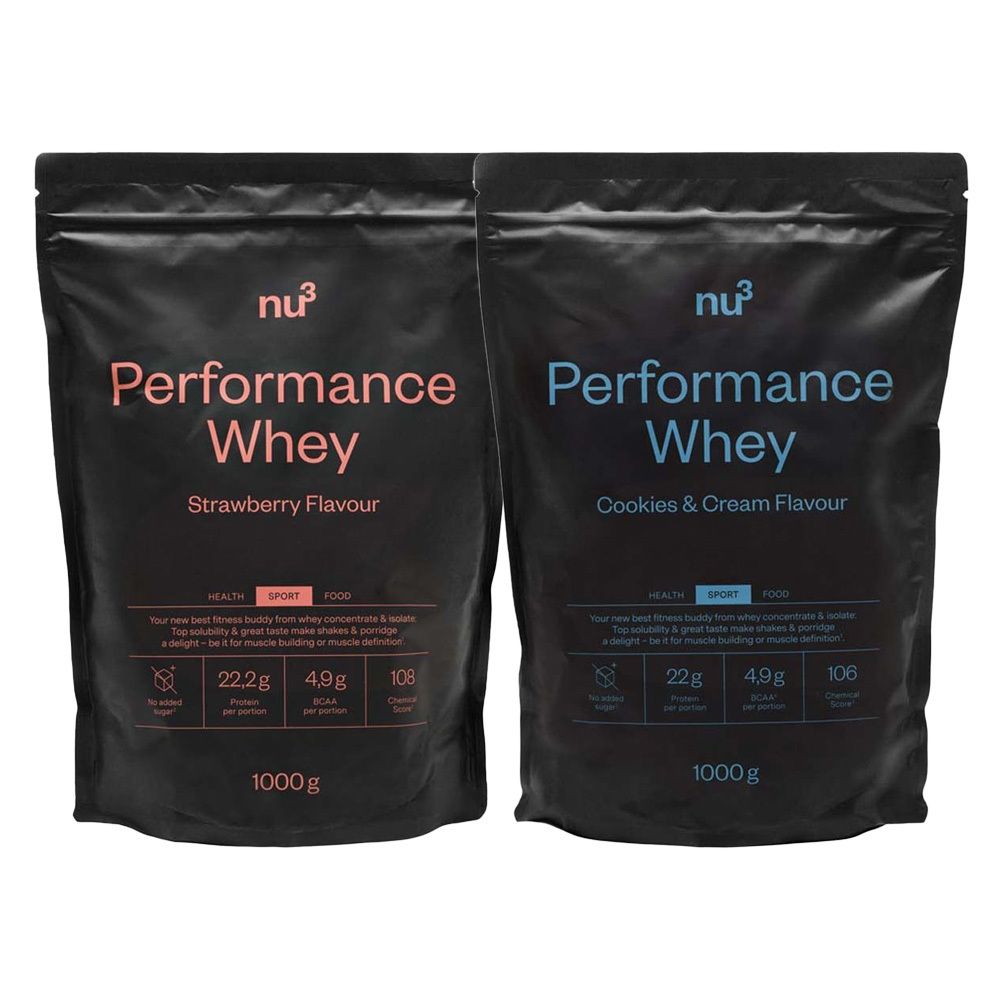 nu3 Performance Whey Doppelpack Erdbeere & Cookies-Cream 2x1000 g Pulver