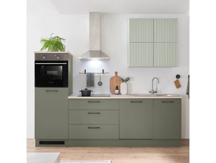 Premium Küchenzeile 260 cm 260 x 200 x 60cm Grün Elektrogeräte Basic