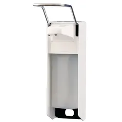 MediQo-line Seifenspender langer Hebel Aluminium weiß 1 L Universalspender Flüssigseife, Handdesinfektion, Lotionen