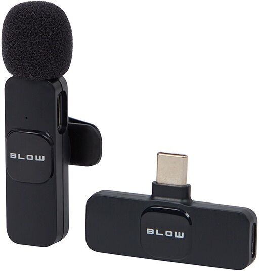 Microfone de Lapela s/ Fios USB-C p/ Smartphone/Tablet (Preto) - BLOW