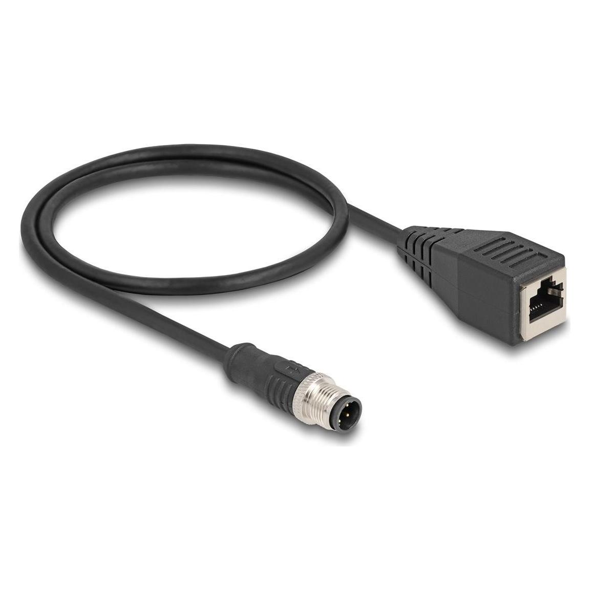 Delock M12 Adapterkabel D-kodiert 4 Pin Stecker zu RJ45 Buchse 50 cm (S/FTP, CAT5e, 0.50 m) (60067)