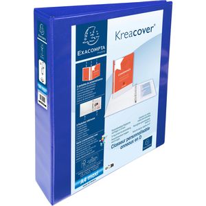 Exacompta Präsentationsringbuch 51843BE, A4, 4 Ringe, Ø 40mm, aus PP, blau, 3 Außentaschen