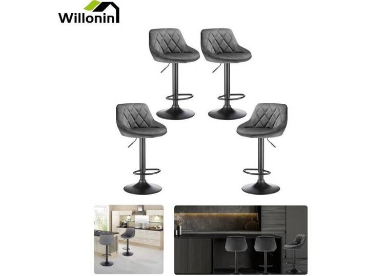 KD® 4pcs Tabouret de bar Hauteur de siège réglable 64.5-80cm Gris foncé