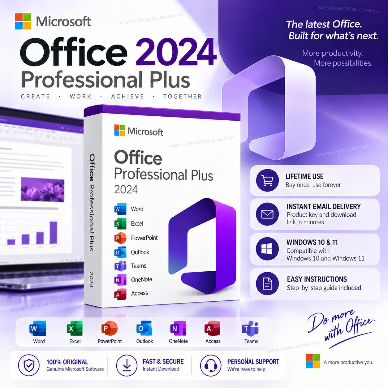 Microsoft Office 2024 Professional Plus permanente licentie voor 1 pc