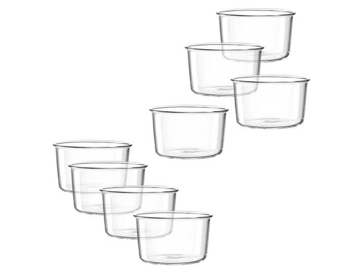 LEONARDO HOME VETRO Schalenset 8 Stück Hitzebeständig Für Ofen und Mikrowelle Für Desserts oder kleine Küchlein Vielseitig einsetzbar Zeitloses Design Höhe 5,5 cm klar 057175