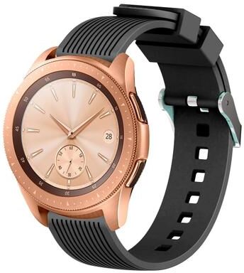 Everyday Crate Samsung Galaxy Watch 5 Silicone Watch Band 20mm Vertical Grain Adjustable Replacement Strap black